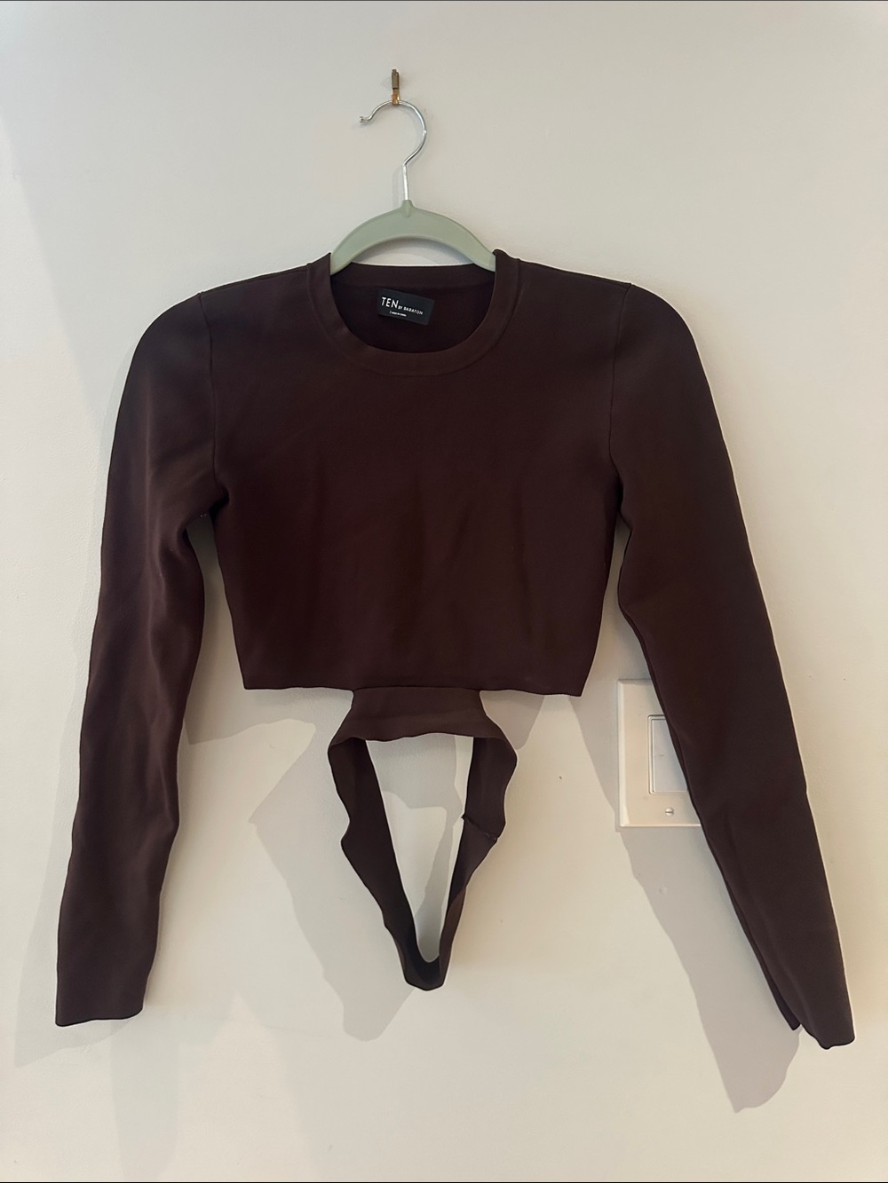 Babaton Brown Long Sleeve Crop Top